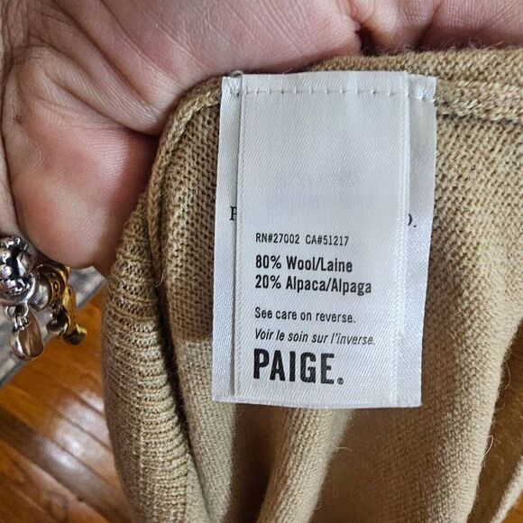 Paige Wayne Colorblock Wool Alpaca Turtleneck Sweater XL - Picture 7 of 8